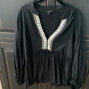 Banana Republic Black Top with White Accents